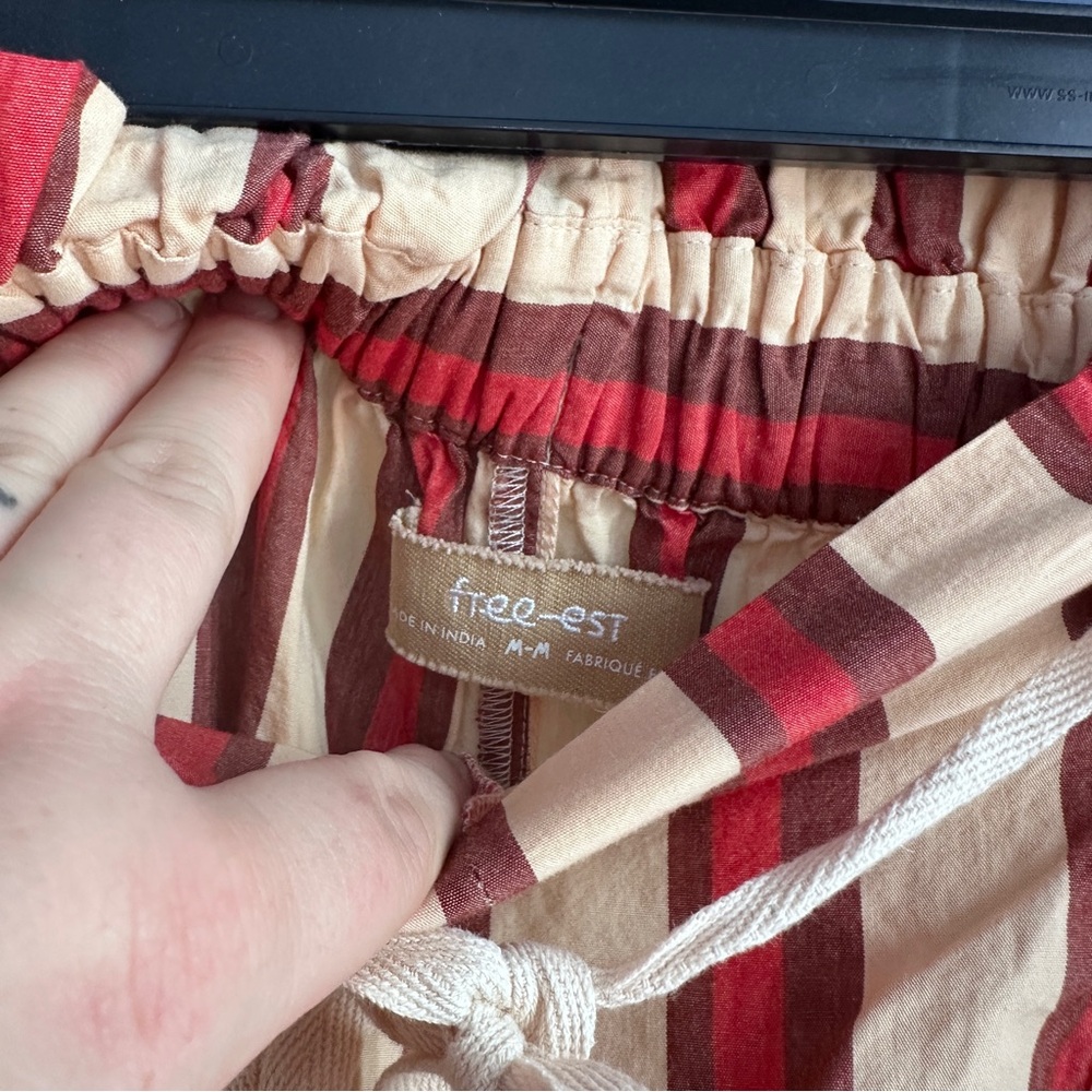Free People Striped Red and Cream Wide-Leg Pants - Picture 5 of 5